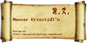 Mencer Krisztián névjegykártya